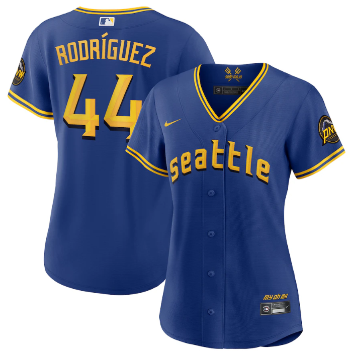 Women's Seattle Mariners #44 Julio Rodriguez Royal 2023 City Connect Stitched Baseball Jersey(Run Small)